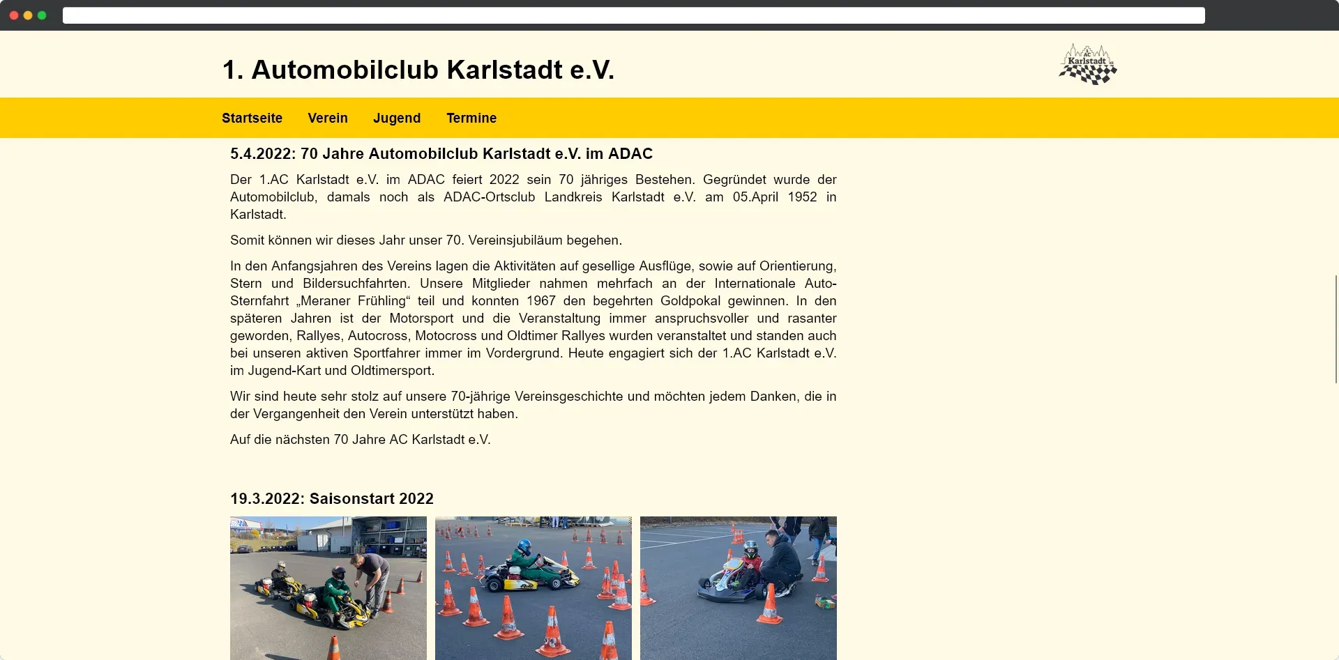 Projekt: 1. AC-Karlstadt club website